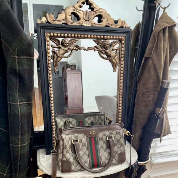 Gucci Monogram Red & Green Stripe Boston Bag (Vintage) - Picture 1 of 7